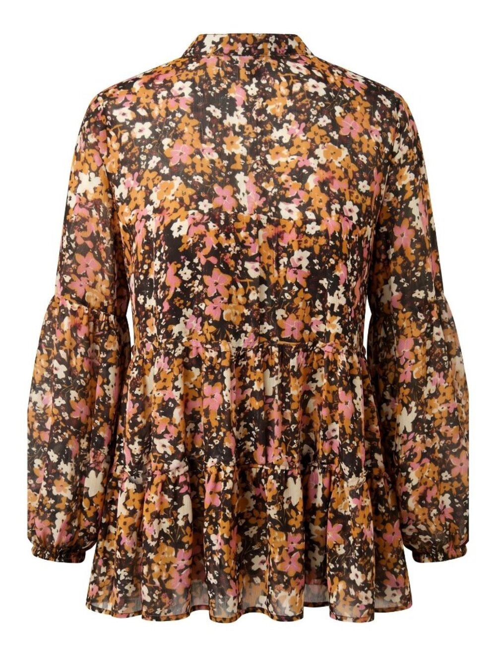 Grace + Karma Women's Large Floral Boho Tiered Blouse Cottagecore Tassel Tie NWT - Picture 3 of 7